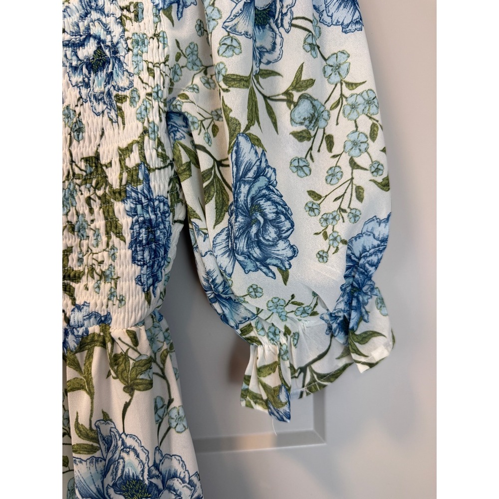 Flying Tomato Boho Cottagecore‎ Floral Puff Sleeve Mini Dress Size Small - Picture 4 of 7